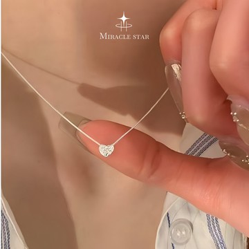 台灣現貨✨隔日到  百搭可沾水不掉色項鍊女 S925 純銀心形鑲鑽 小眾設計愛心鎖骨鏈