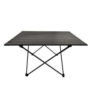 葉子小舖 鋁合金露營便攜式摺疊桌  野餐桌  蛋捲桌  戶外桌  鐵製桌面  平滑厚實  穩固耐用  黑色  大號