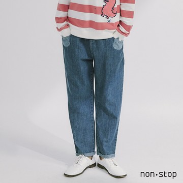 non-stop 貓影日常造型口袋牛仔褲-2色