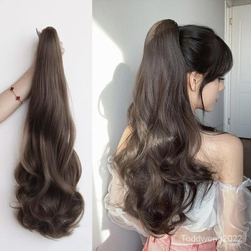 假髮女夏馬尾自然抓夾浪仿真高女綁帶式長卷發假馬尾