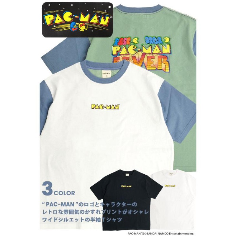 PAC-MAN Tシャツ パックマン レトロ かすれプリント 半袖Tシャツ ...