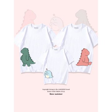 六一表演小恐龍t恤親子裝一家三口四口全家裝母女母子洋氣夏短袖