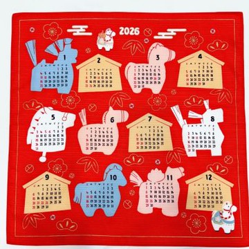 京都風呂敷包巾-馬年款示 中巾-繪馬日曆