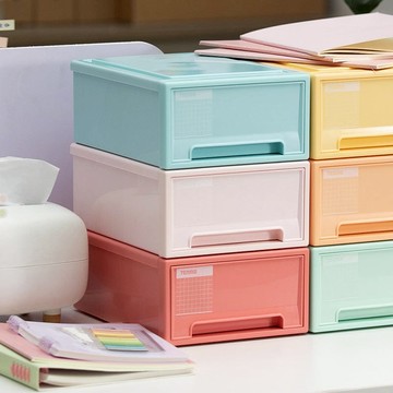 粉彩調色盤系列18.4寬單層抽屜收納箱-3入 夢幻紫