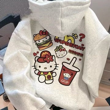 美式復古 印花連帽衛衣 洋氣減齡女生上衣 連帽衛衣女 韓系 抗皺  銀狐絨帽T 连帽重磅帽T 刷毛帽T 加絨加厚