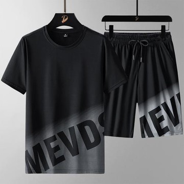 冰絲運動套裝男士夏季吸汗速干衣短袖T恤寬松短褲休閑薄款跑步服