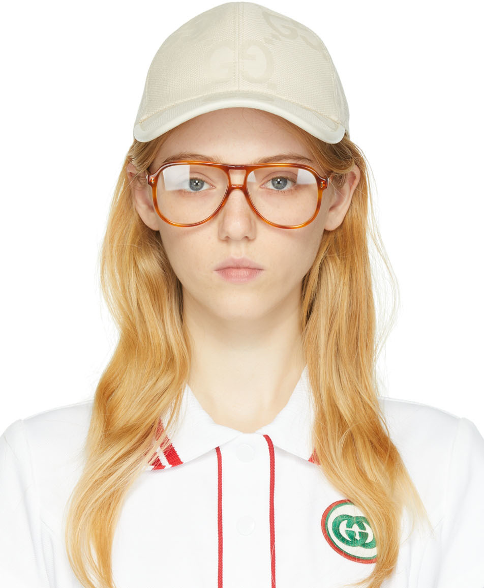 Gucci 灰白色 Jumbo GG 棒球帽
