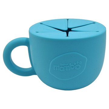 baby mambo 蔓葆 兒童矽膠餐具零食碗 學習碗 100%矽膠材質 450ml 12個月以上嬰幼兒適用 杯口橡膠切片造型 不含BPA  藍色  1個