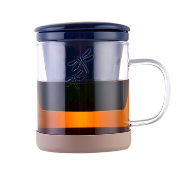 昱器 辦公玻璃馬克杯茶水分離茶杯陶瓷內膽過濾茶漏泡茶水杯帶蓋