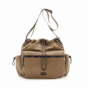 FIRANO-墊圈尼龍抽繩單肩包(卡其棕)