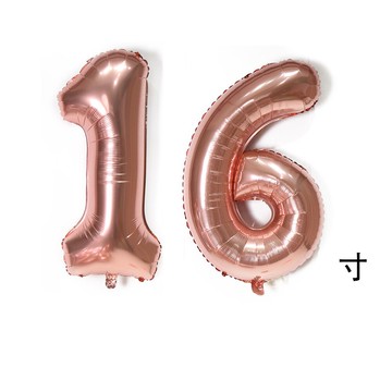 跨境熱賣16寸數字鋁膜氣球玫瑰金鋁箔氦氣球婚慶派對場景布置