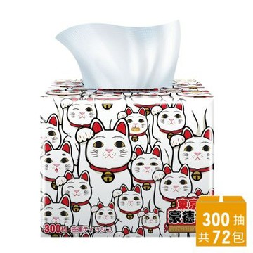【東京豪德寺】招日式單抽式柔拭紙巾/萬用紙巾輕巧包(300抽72包/箱)