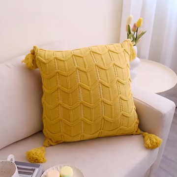 多巴胺人魚針織抱枕套  45 x 45cm  檸檬酒黃
