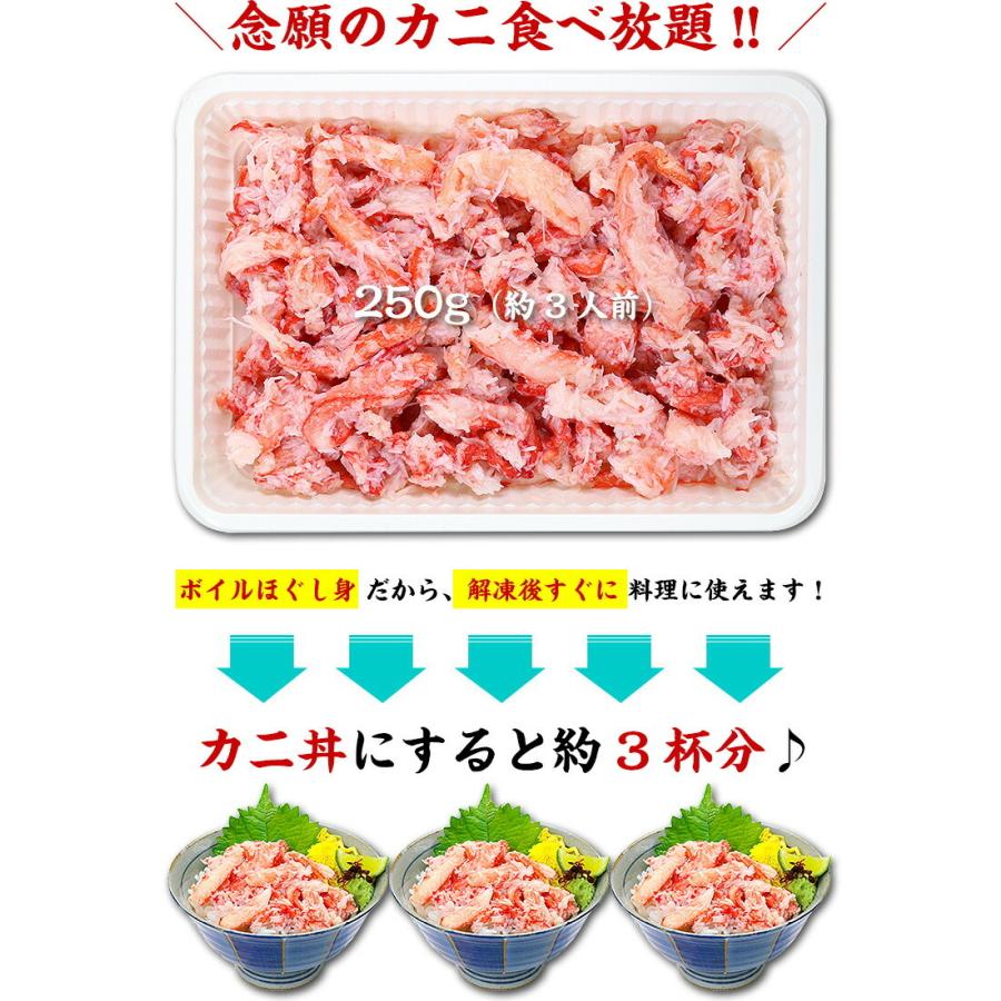 カニ かに 蟹 紅ずわい蟹 ほぐし身（高級棒くずれ）250g 念願の 蟹 食べ放題 フレーク FF