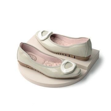 我的旅行日記  莫蘭迪色軟漆皮平底娃娃鞋 湖水綠 (502997)