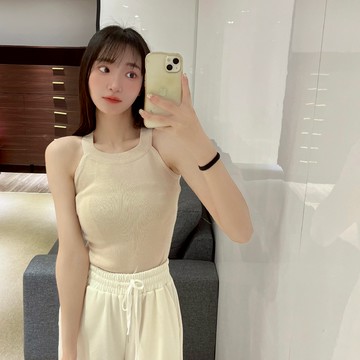 環領掛脖針織背心【A87】Sandy33實拍春夏新款韓系INS休閒百搭氣質露肩無袖繞脖背心 繞頸背心削肩背心 小背心
