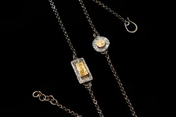 【古幣系列】２方圓手鏈 _ 手打形 體厚實 古董紋 熱貼多層純金箔