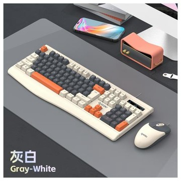 雷魁R903有線辦公商務鍵盤鼠標套裝臺式電腦筆記本時尚拼色鍵鼠套