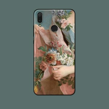 小白繪適用華為暢享10plus/max/8e/9s手機殼花朵女孩油畫粉系硅膠