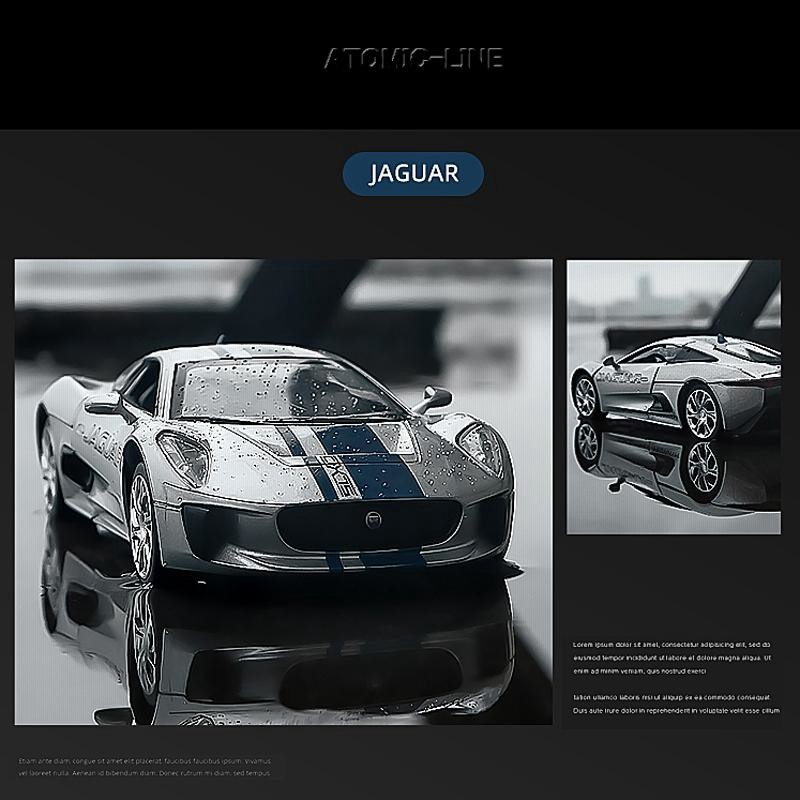 ジャガー C-X75 1/32 ミニカー 全2色 ライト点灯 合金モデル