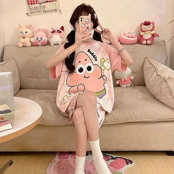 【台灣现貨】120KG胖MM大尺碼睡衣 韓版居家服 夏天睡衣 短袖睡衣 女生睡衣 睡衣套裝 大碼睡衣 寬鬆休閒睡衣女