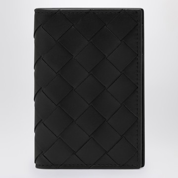 Card holder with flap black in Braided