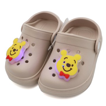 DISNEY WINNIE THE POOH 台灣限定 電燈 涼拖鞋 小中童鞋 維尼 奶茶 S0578 (D524561)