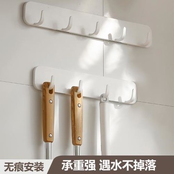 日式免打孔壁掛5連掛鉤門后排勾強力粘膠廚房浴室防水壁掛掛衣鉤