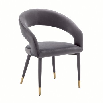 E-home Louis路易斯鏤空高級絨布包金腳休閒餐椅-兩色可選灰色