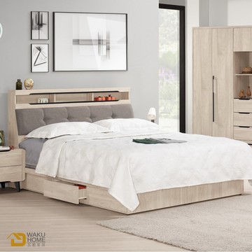 WAKUHOME 瓦酷家具 Wesley簡約木質調6尺被櫥式雙人床寬182X深211X高105(公分)