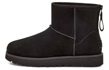 UGG CLASSIC MINI LOGO ZIP BOOT BLACK WOMEN