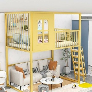 免運公司貨 樹屋床 兒童床 树屋床 高架床 loft复式二楼上床 下空小户型错位上下儿童高低单上层 可開發票 全館五折 工廠現貨直銷 新品特價 z11012