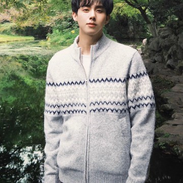 秋季軟糯韓系復古提花寬鬆保暖針織小外套男時尚顯瘦學院風外套男