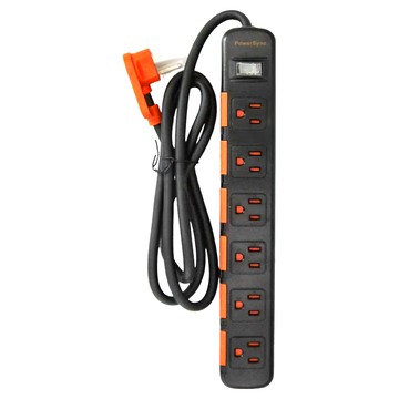 PowerSync 群加 1開6插滑蓋防塵防雷擊延長用電源線組 3孔 TS6DC112 29.5 x x4.5 x 2.6cm 290g  29.5cm  黑色  1個