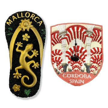 西班牙金色蜥蜴可愛磁鐵+西班牙 科爾多瓦主教座堂 背包貼【2件組】世界旅行磁鐵 紀念品 磁性家居裝飾 交換禮物 造型磁鐵