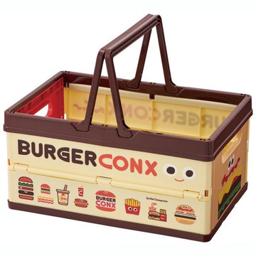 Skater 可折疊收納手提置物籃 BWOT13  使用時約390 x 255 x 185mm(不含手柄)/摺疊時約390 x 255 x 55mm  漢堡  1個