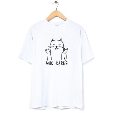 Who Cares Cat #2 中性短袖T恤 白色 狗貓毛小孩禮物聖誕貓之日