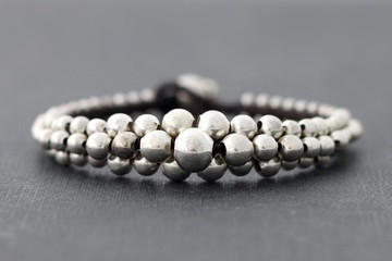 農曆串珠銀手鐲編織編織袖口手鐲