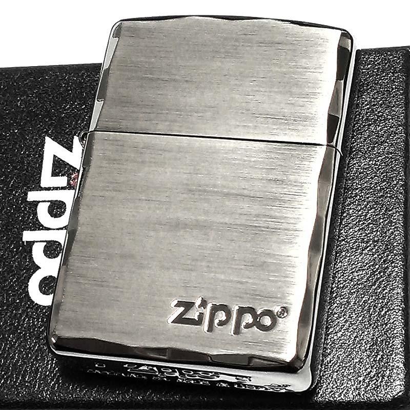 ZIPPO ライター アーマー ジッポ ロゴ シルバーサテン＆ブラック 両面 