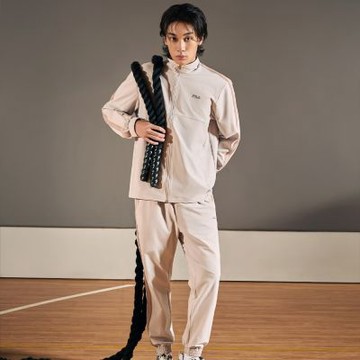 FILA 男平織長褲-沙棕色 1PNA-1312-BG