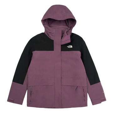 The North Face 北臉 外套 女款 運動連帽外套 衝鋒衣 保暖 三合一 防潑水 黑紫 NF0A89YJ53I