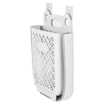 壁掛洗衣籃 附掛勾 大號，可折疊收納，節省空間  灰色