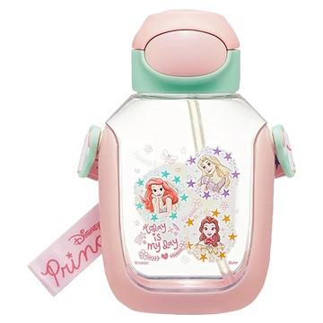 Skater 塑膠透明水壺 吸管式  Disney 公主 粉色  530ml  1個