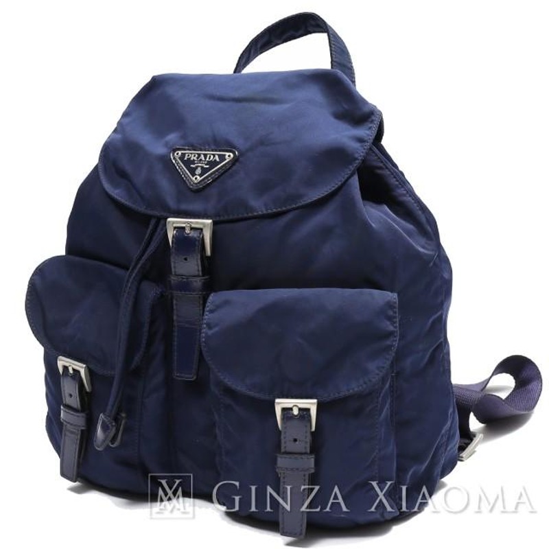 中古】 PRADA プラダ リュックサック ネイビー ナイロン B6677F VELA