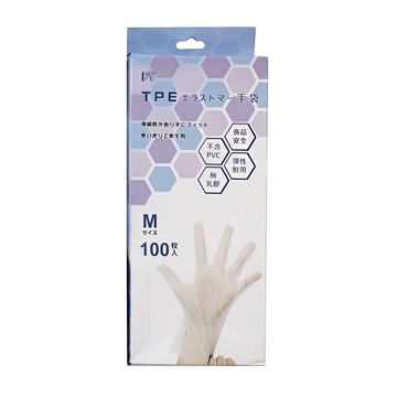 百貨King TPE彈力手套 M號 100入/盒 熱可塑性 透明  1盒