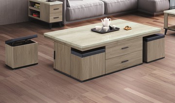 【歐風別館】芮茲灰橡5尺大茶几含腳椅【基隆至台中免運費】