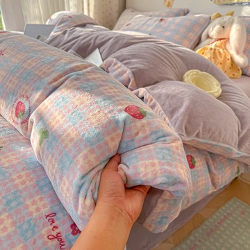 冬季雪花絨牛奶絨床包組 四件套 卡通ins床包組 加厚加絨 被套 保暖 宿舍 床包三件套