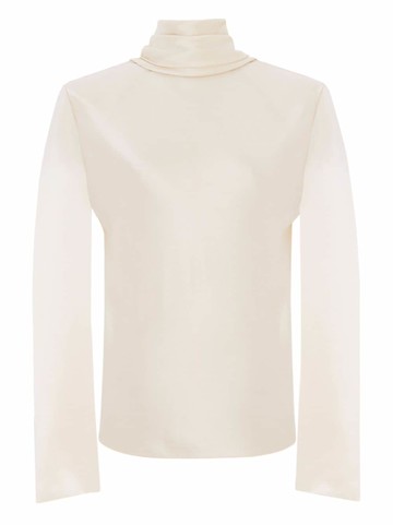 Saint Laurent - roll-neck silk blouse - women - Silk - 40 - White