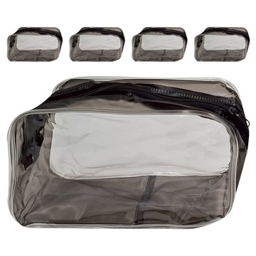 小麥購物 透明防水化妝包  中  黑色  20 x 6 x 12.5cm