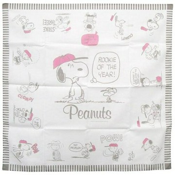 【震撼精品百貨】史奴比Peanuts Snoopy  SNOOPY日本製純棉大方巾/手帕/餐巾(棒球好朋友白)#93240 震撼日式精品百貨
